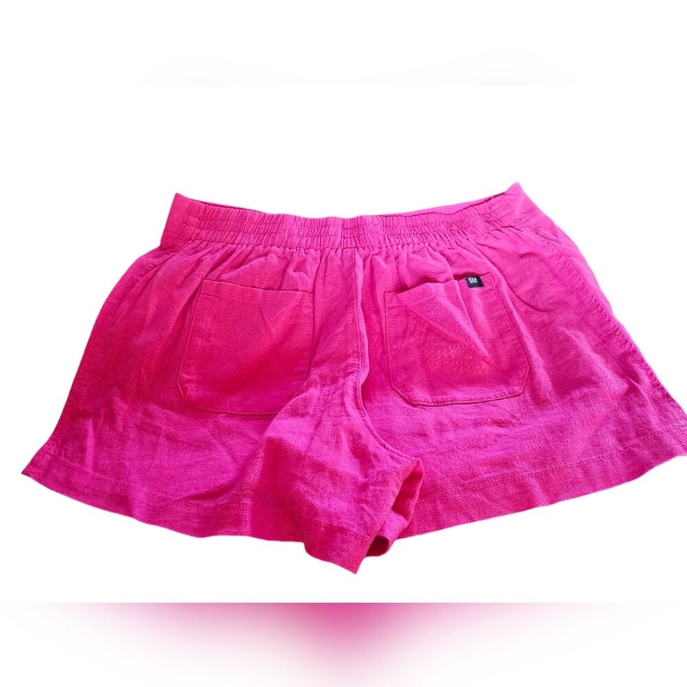 Gap Shorts Women Large Casual Linen Elastic Waist Pull On Hot Pink Flat Front